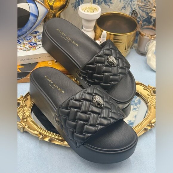 🆕 KURT GEIGER LONDON 🧿 NWOB Meena Eagle Platform Slides Sz EU 41 US 10 - Picture 4 of 16